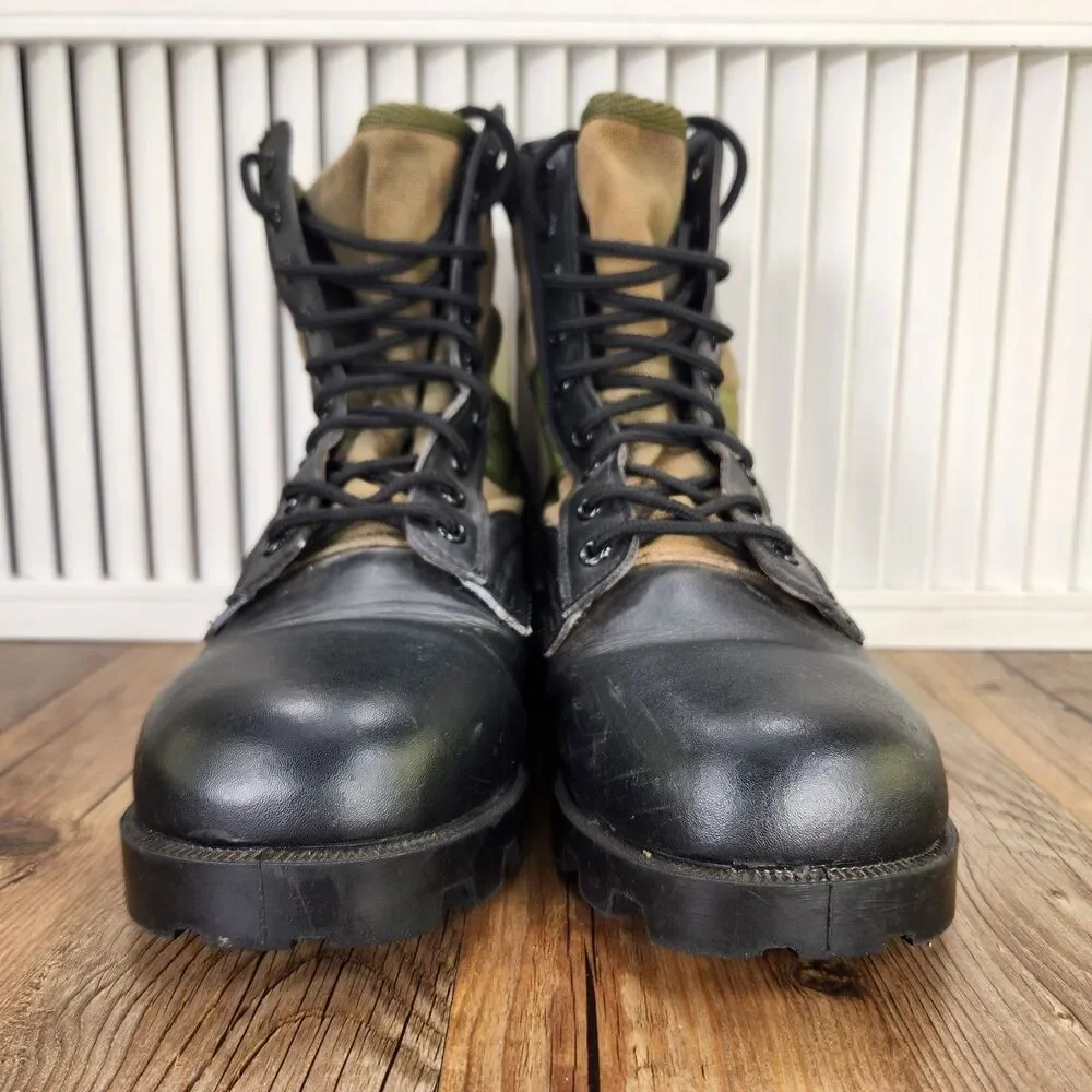 Rothco Jungle Boots Mens Size 8W Wide Green Canvas Black Leather Combat Military